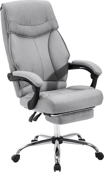 Happyment Sedia ergonomica per ufficio - Con rotelle - Per adulti - Con poggiapiedi - Grigio chiaro - Regolabile in altezza - Tessuto