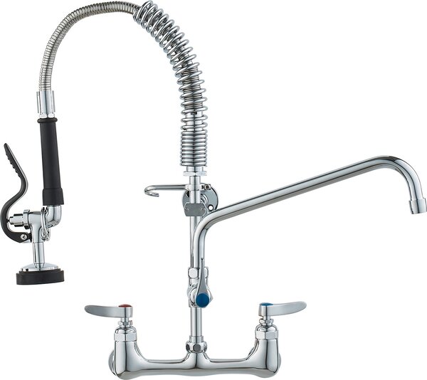 VEVOR Rubinetto commerciale con doccetta pre-lavello, rubinetto da cucina alto 53 cm, bocca girevole da 30,5 cm, rubinetto per lavello da cucina per montaggio a parete, apparecchio in ottone con doccetta estraibile, per lavello a 1/2/3 scomparti