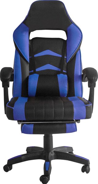 Sedia da ufficio Aga Nero - Blu con poggiapiedi