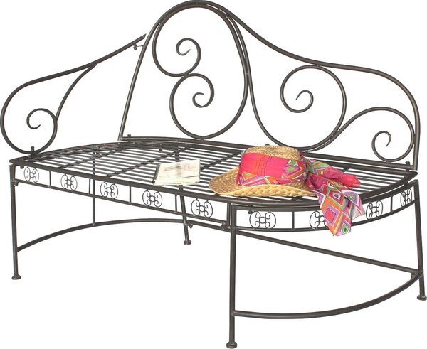 DanDiBo Panchina da giardino in metallo resistente alle intemperie marrone 120 cm Panchina a 2 posti DY140486 Panchina da giardino in metallo con schienale Panchina da giardino antica
