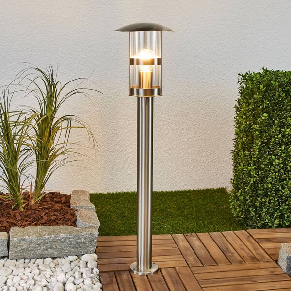 Lindby Lampione Noemi, grigio, acciaio inox, 80 cm, IP44 Noemi Lindby, dimmerabile, Alluminio / Grigio / Zincato, Acciaio Inox, Moderno