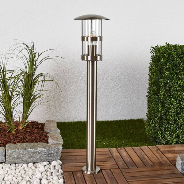 Lindby Lampione Noemi, grigio, acciaio inox, 80 cm, IP44 Noemi Lindby, dimmerabile, Alluminio / Grigio / Zincato, Acciaio Inox, Moderno