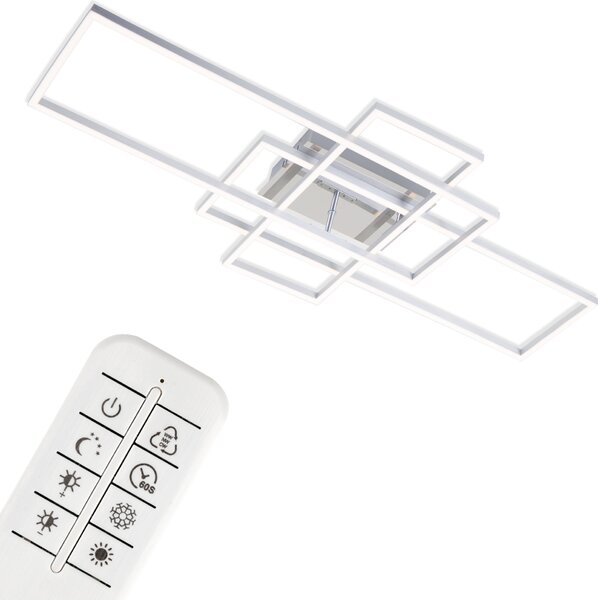Lampada da soffitto a LED dimmerabile con telecomando CCT timer 55W argento metallo Briloner