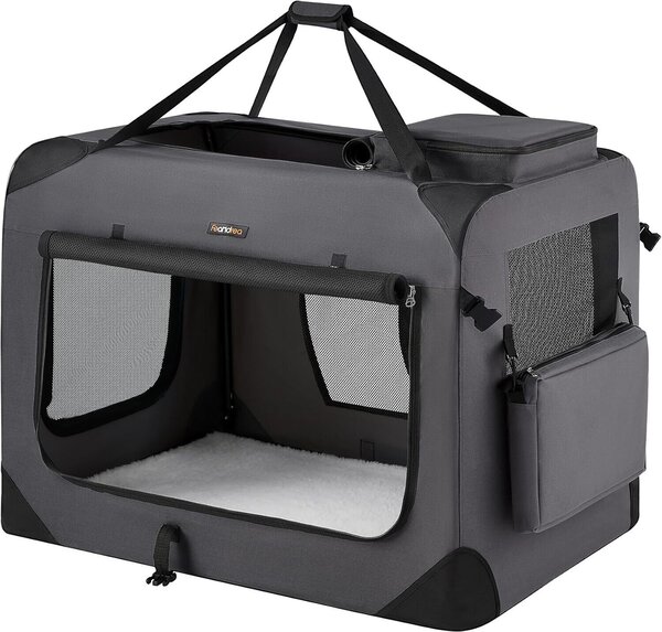 Feandrea cassa pieghevole per cani, box per trasporto cani, XXL, borsa per cani, tessuto Oxford, tessuto a rete, traspirante, portatile, struttura in metallo, con maniglie, tasche