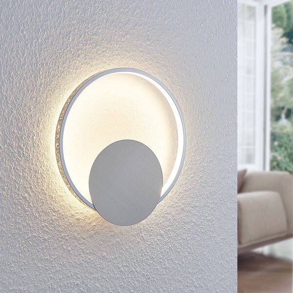 Applique da parete a LED Anays Lindby, Alluminio / Grigio / Zincato, Soggiorno / Sala da pranzo, Plastica, Moderno, Applique a LED