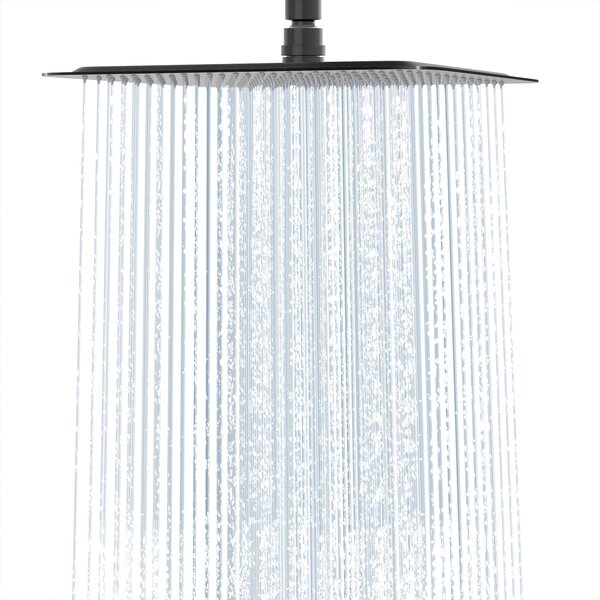 Rainsworth 30x30 cm doccia a pioggia in acciaio inox, soffione con ugelli anticalcare, tecnologia a iniezione d'aria soffione doccia a pioggia, nero