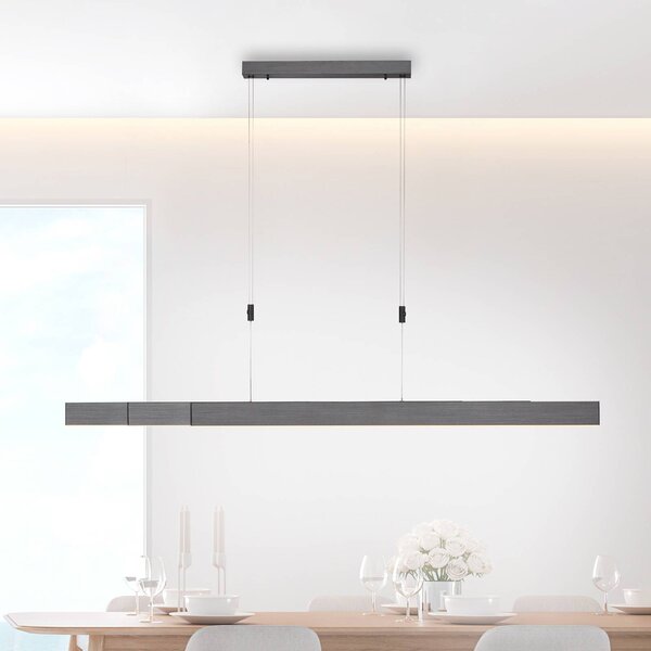 PURE Lampada LED a sospensione Moto, platino, dimmerabile, CCT Pure dimmerabile, Alluminio / Grigio / Zincato, Soggiorno / Sala da pranzo, Metallo, Moderno