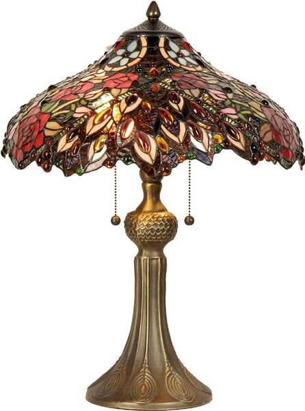 Clayre & Eef Lampada da tavolo Tiffany Ø 43x58 cm Rosso Verde Vetro Rosa