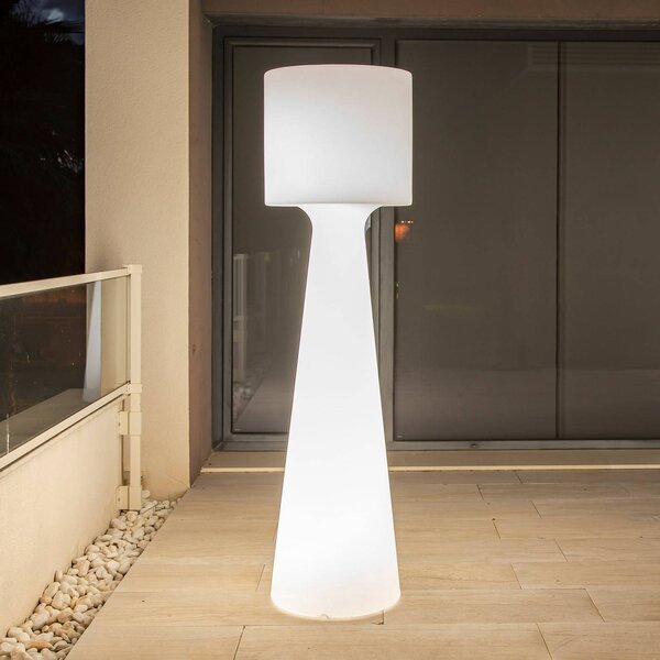 Newgarden Lampada LED da pavimento Grace, a batteria ricaricabile, altezza dimmerabile, Bianco / Opale, Plastica, Moderno