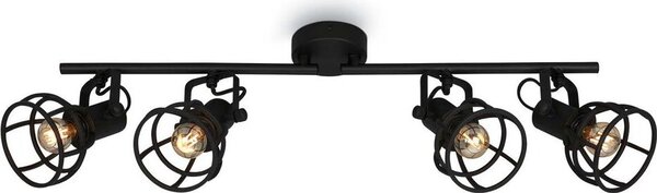 Lampada da soffitto retro regolabile paralume a griglia 4xE14 25W acciaio nero Briloner