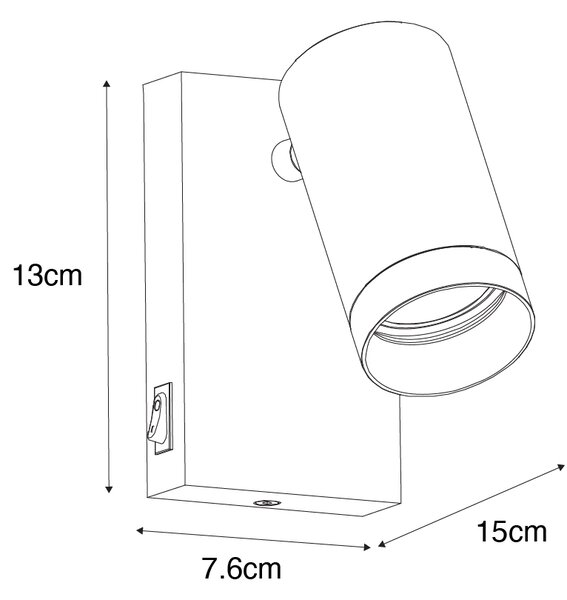 Applique moderna nera regolabile con interruttore - Jeana Luxe