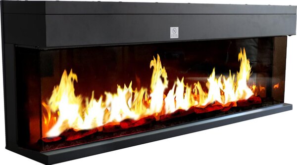 CHEMIN'ARTE - Caminetto elettrico da incasso 3D 152 cm con effetto fiamme LED, riscaldamento programmabile, telecomando