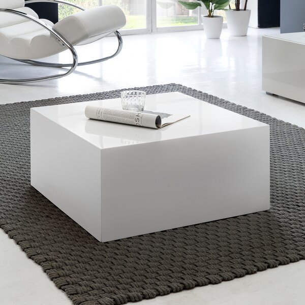 Tavolino MONOBLOC 60 x 60 x 30 cm MDF bianco lucido