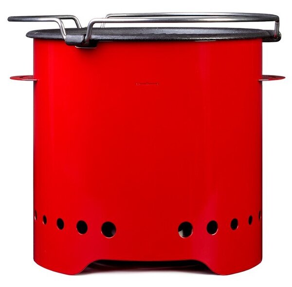 Eco Fire - Griglia a pellet portatile "Eco" Mini con piastra in ghisa - ROSSO