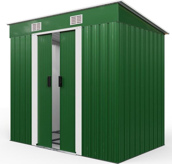 GARDEBRUK® L casetta in metallo 2m² con fondamenta 200x125x185cm porta scorrevole casetta per attrezzi verde casetta da giardino 4m³
