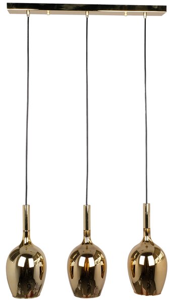 Lugano 3xE14 40W Milagro oro glamour tre strisce di vetro a sospensione