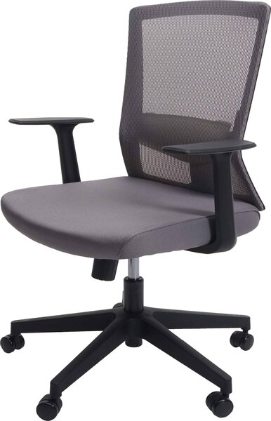 Sedia da ufficio HWC-J90, sedia da scrivania, schienale ergonomico a S, supporto regolabile in vita ~ grigio