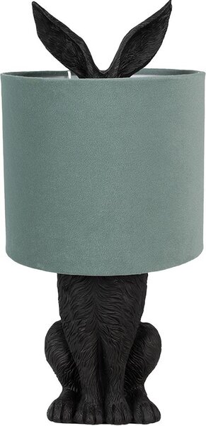 Clayre & Eef Lampada da tavolo Rabbit Ø 20x43 cm Nero Verde Plastica