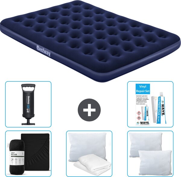 Materasso gonfiabile Bestway - 2 persone - 152 x 203 x 22 cm - Blu - Accessori inclusi