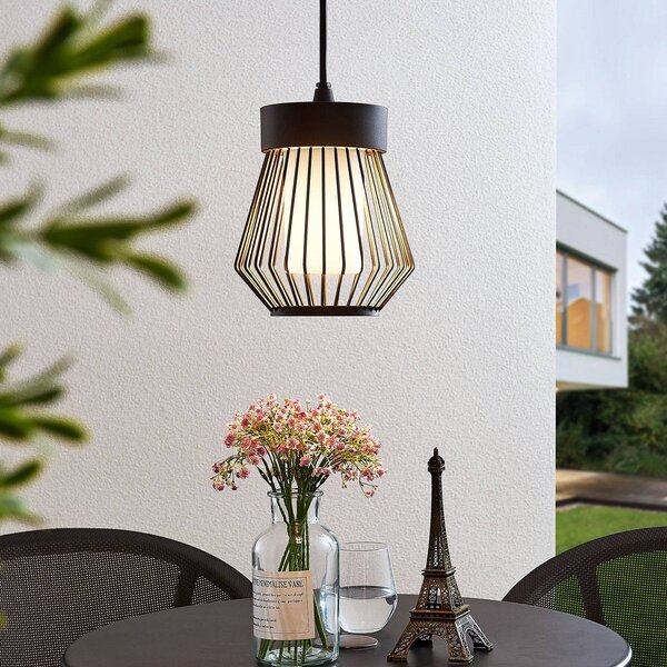 Lindby lampada a sospensione da esterno Vajana, Ø 19 cm, nero, alluminio Vajana Lindby, dimmerabile, Nero, Alluminio, Vintage