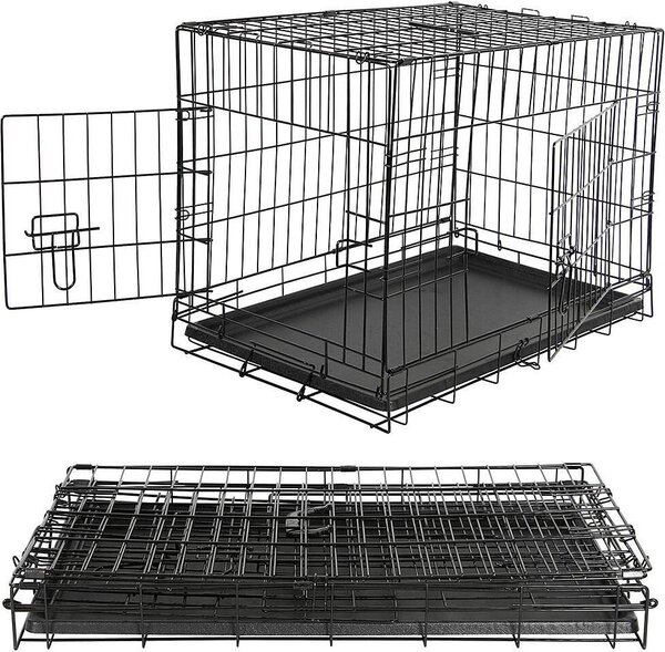 Mucola gabbia in filo metallico pieghevole per il trasporto di cani box per il trasporto di cani box per il trasporto di cani gabbia in rete per cani - 91 x 63,5 x 58 cm nero