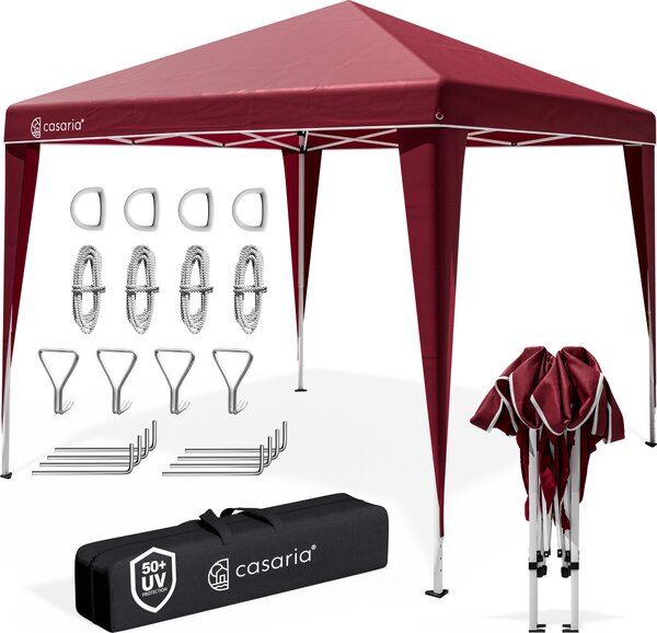 CASARIA® Padiglione Capri 3x3m Pieghevole Pop-Up Impermeabile per Giardino Tenda per Feste Fissa Rosso
