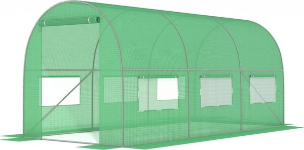 Serra in foglio con finestre 450x200x200 cm - Verde - Serra da giardino