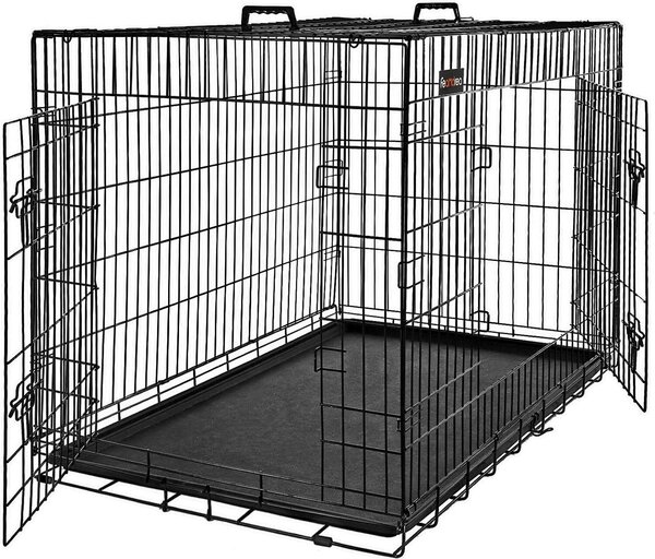 Gabbia per cani Feandrea con 2 porte, 92,5 x 57,5 x 64 cm, nero