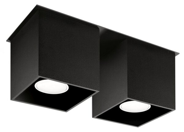 Lampada a soffitto QUAD 2 nero 2xGU10 10W alluminio 12x11x26cm Sollux Lighting