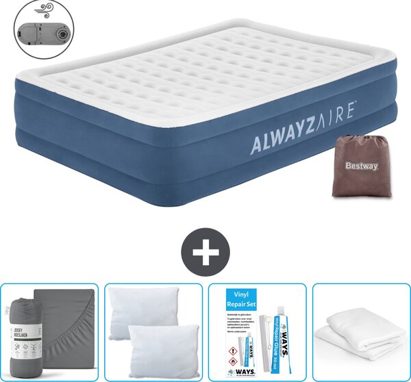 Materasso gonfiabile Bestway Alwayszair - 2 persone - 152 x 203 x 46 cm - Blu - Accessori inclusi