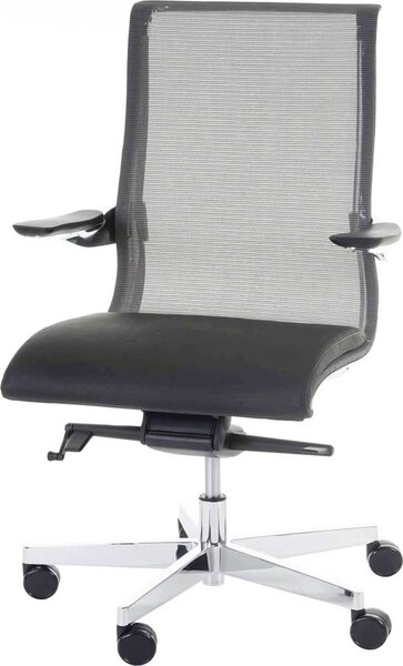 Sedia da ufficio MERRYFAIR Saville, sedia da scrivania girevole, combinazione pelle/mesh nera ~ Standard