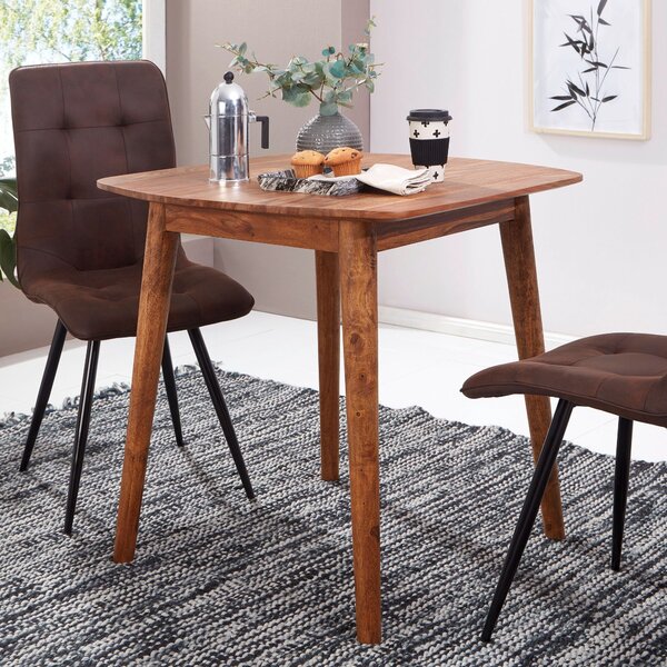 FineBuy Tavolo da pranzo 80 cm in legno massello di sheesham Tavolo di design Tavolo da cucina in legno Tavolo in legno massello rustico Tavolo da pranzo in vero legno massello moderno