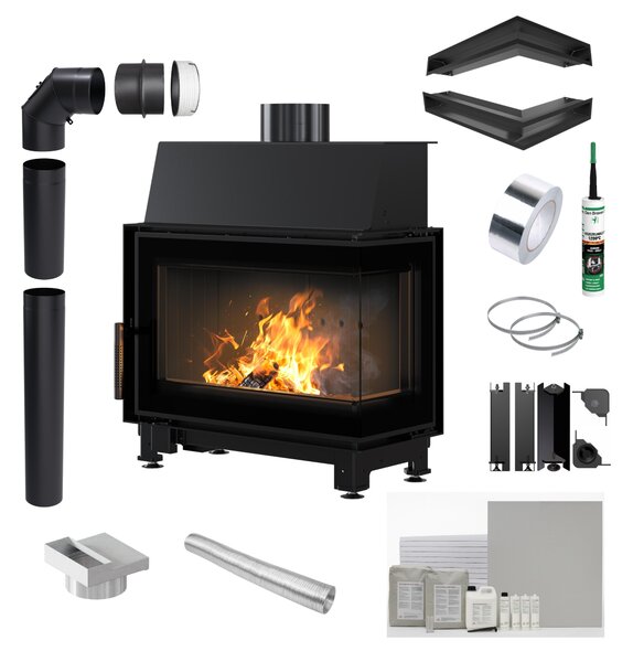 KRATKI SIMPLE Caminetto ad aria destra in acciaio 6 kW Ø 150 rivestimento nero