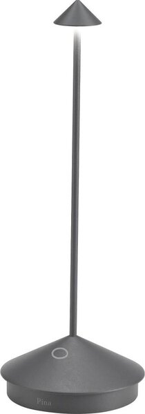 Lampada a led da tavolo Pina Pro Grigio Scuro ricaricabile e dimmerabile senza fili Zafferano 2200-2700-3000K IP54 Batteria da 12h