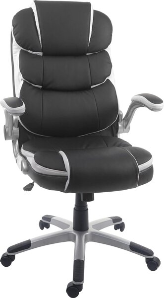 Sedia da ufficio HWC-F80, sedia da scrivania, sedia girevole executive, Pelle finta ~ nero