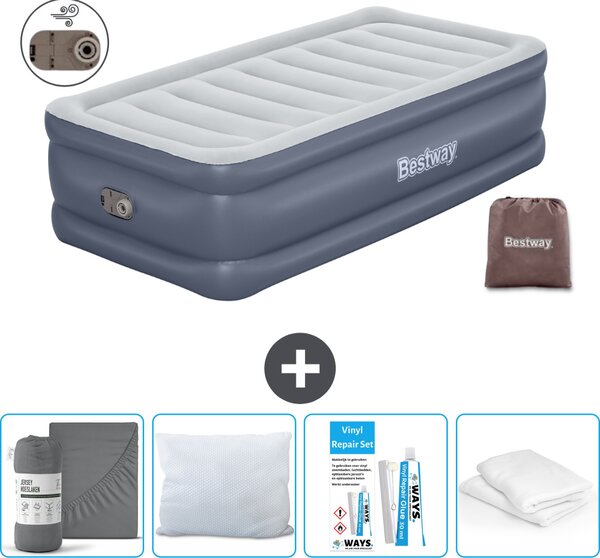 Materasso gonfiabile Bestway - 1 persona - 97 x 191 x 51 cm - Grigio - Accessori inclusi