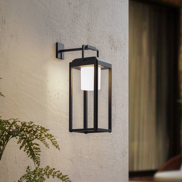 Lucande Applique a LED Tilena, angolare, nero, alluminio Tilena Lucande, dimmerabile, Nero, Alluminio, Moderno, Lampada solare da esterni