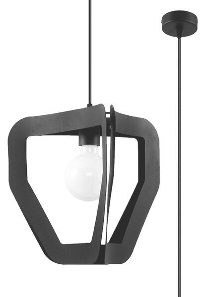 Lampada a sospensione TRES nero 1xE27 15W acciaio 130x33x33cm Sollux Lighting