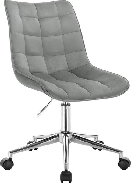 Happyment Sedia da ufficio ergonomica in velluto - Regolabile in altezza - Su rotelle - Per adulti - Grigio chiaro