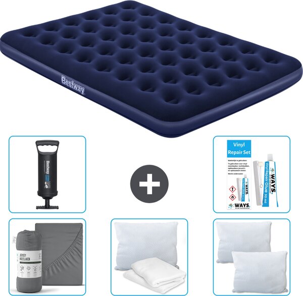 Materasso gonfiabile Bestway - 2 persone - 152 x 203 x 22 cm - Blu - Accessori inclusi