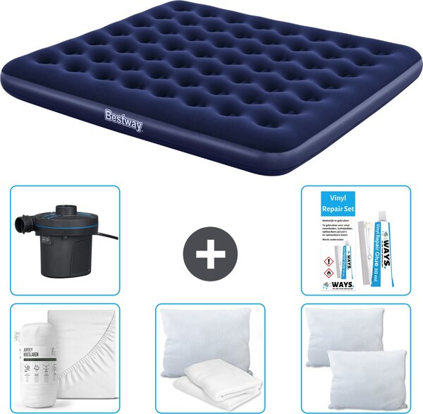 Materasso gonfiabile Bestway - 2 persone - 183 x 203 x 22 cm - Blu - Accessori inclusi
