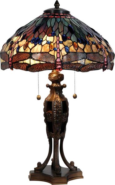 Lampada da tavolo Tiffany Clayre & Eef Ø 42x64 cm in vetro blu marrone Dragonfly