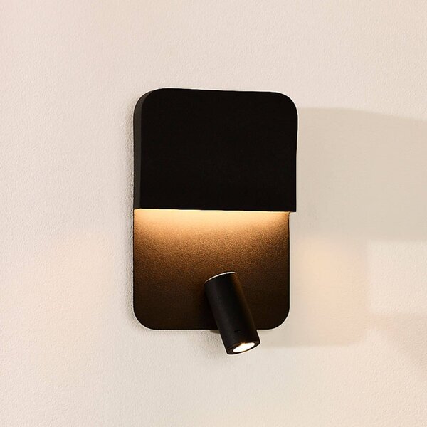 Lucide Applique da parete a LED Boxer, Nero, Soggiorno / Sala da pranzo, Metallo, Moderno, Applique a LED