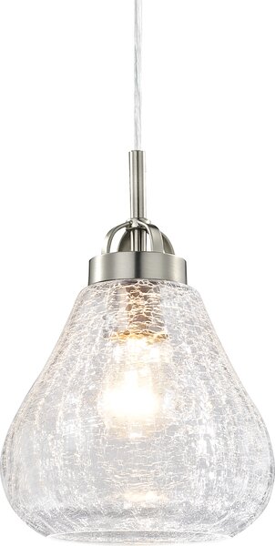 Lampada a sospensione in nichel spazzolato / vetro trasparente testurizzato con 1 sorgente luminosa