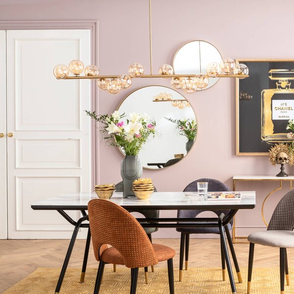 KARE Lampada a sospensione Scala Balls, dimmerabile, Ottone / Oro, Soggiorno / Sala da pranzo, Metallo, Design, Lampada a sospensione