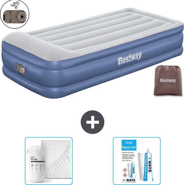 Materasso gonfiabile Bestway - 1 persona - 97 x 191 x 46 cm - Grigio/Blu - Accessori inclusi