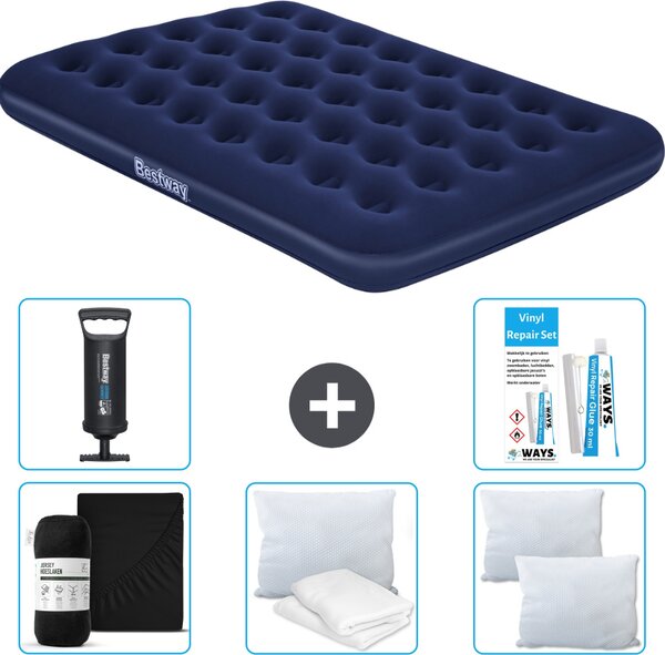 Materasso gonfiabile Bestway - Letto francese - 137 x 191 x 22 cm - Blu - Accessori inclusi