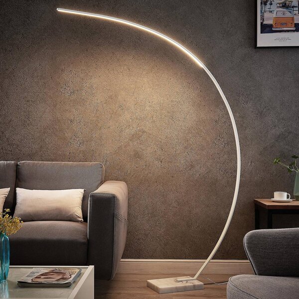 Lindby Kendra lampada LED ad arco, bianco