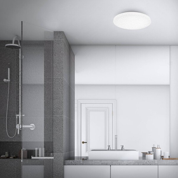 Briloner Plafoniera LED Case IP44 cielo stellato 840 Ø 40cm, Bianco / Opale, Bagno, Plastica, Moderno, Plafoniera