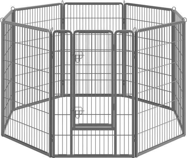 Recinto per cani Feandrea, per cani, fai da te, 8 pannelli di rete da 77 x 120 cm ciascuno, 2 barre a L, portatile, recinto per cani, per interni ed esterni